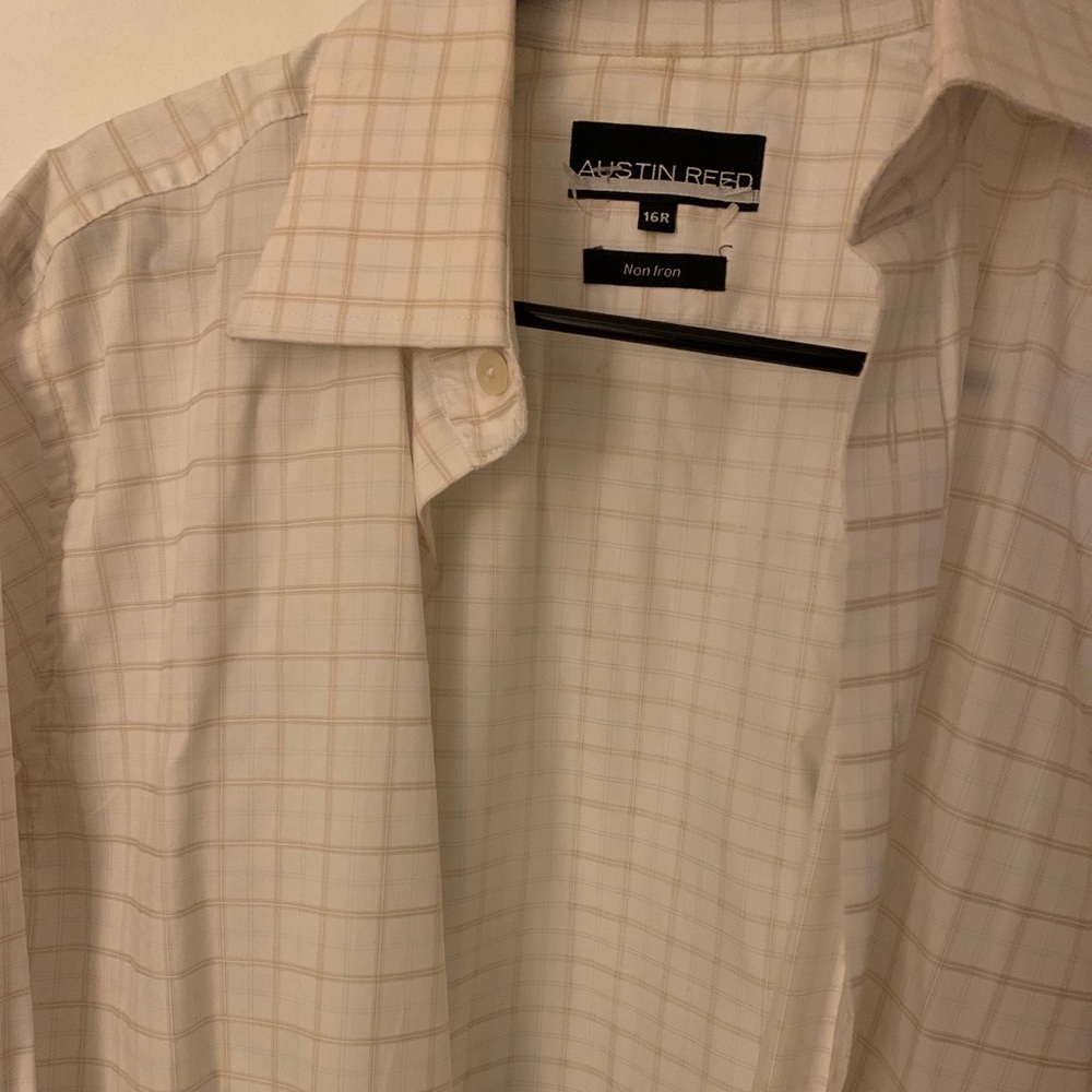 Stripe light yellow big-check patterned shirt